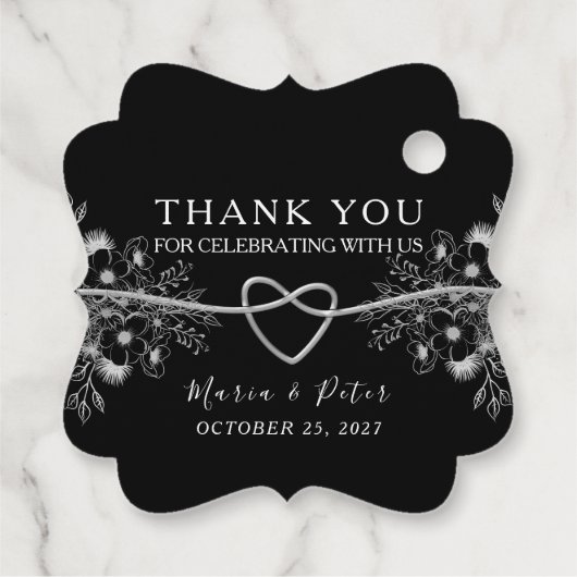Zwart en rood bruiloft bedankjes labels (Achterkant)