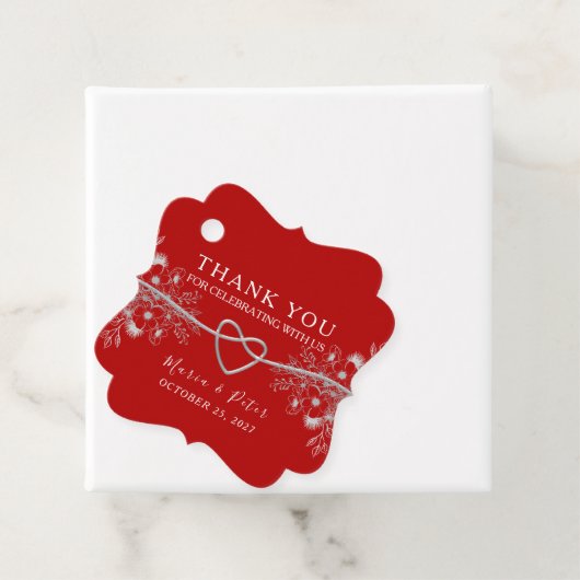 Zwart en rood bruiloft bedankjes labels (In situ)