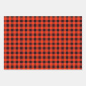 Zwart en rood buffalogeruit cadeau inpakpapier vel (Voorkant 2)
