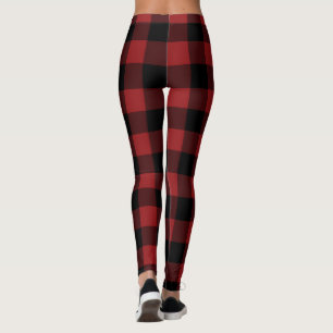 Zwart en Rood Buffel Check Leggings