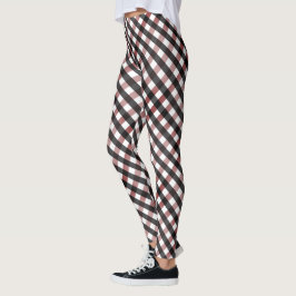 Zwart en Rood Buffel Controleer Kerstmispatroon Leggings