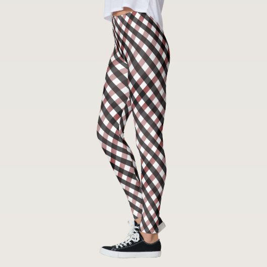 Zwart en Rood Buffel Controleer Kerstmispatroon Leggings (Links)