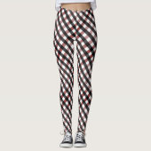 Zwart en Rood Buffel Controleer Kerstmispatroon Leggings (Voorkant)