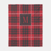 Zwart en rood buffel geruite patroon monogram fleece deken (Voorkant)