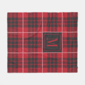 Zwart en rood buffel geruite patroon monogram fleece deken (Voorkant (Horizontaal))
