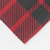 Zwart en rood buffel geruite patroon monogram fleece deken (Hoek)