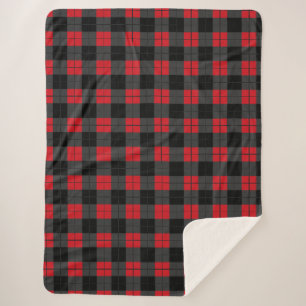 Zwart en Rood Buffel Plaid Geruite Sherpa Deken