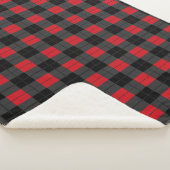 Zwart en Rood Buffel Plaid Geruite Sherpa Deken (3/4)