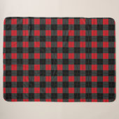 Zwart en Rood Buffel Plaid Geruite Sherpa Deken (Voorkant (horizontaal))