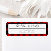 Zwart en Rood Buffel Plaid Kerstmis Terugkeeretike Etiket (Insitu)