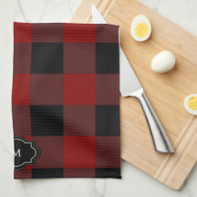 Zwart en rood buffel plaid monogrammed