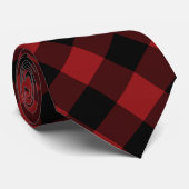 Zwart en rood buffelplaid stropdas (Opgerold)