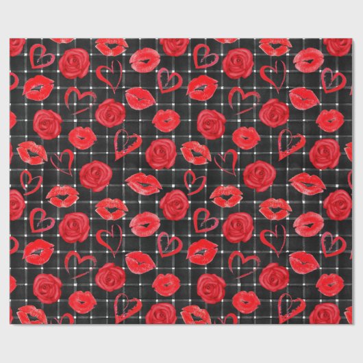 Zwart en rood cadeaupapier (Vlak)
