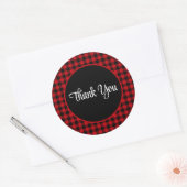 Zwart en rood check patroon ronde sticker (Envelop)