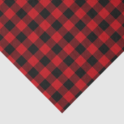 Zwart en rood check patroon tissuepapier (Detail)