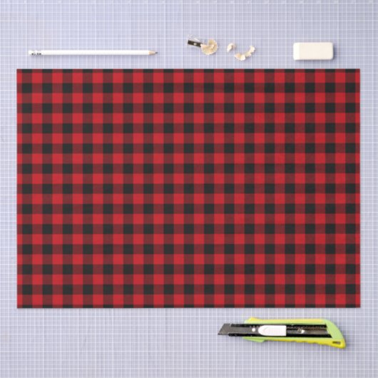 Zwart en rood check patroon tissuepapier (Craft)