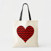 Zwart en rood Chevron hart Tote Bag (Voorkant)