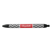Zwart en rood Chevron Monogram Zwarte Inkt Pen (Voorkant)