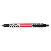 Zwart en rood Chevron Monogram Zwarte Inkt Pen (Achterkant)