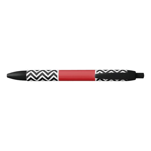 Zwart en rood Chevron Monogram Zwarte Inkt Pen (Achterkant)