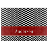 Zwart en rood Chevron Pattern, gepersonaliseerd Snijplank (Voorkant)