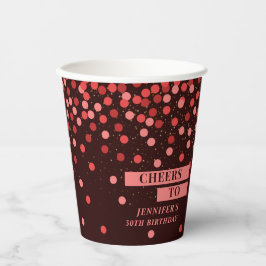 Zwart en rood confetti proost op papieren bekers