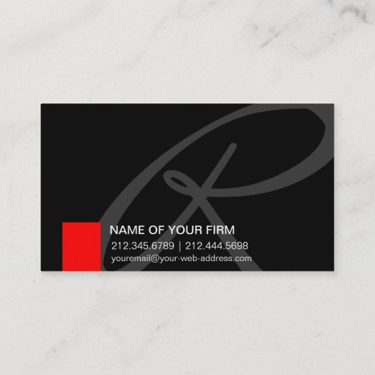 Zwart en Rood Creatief Consultant Elegant Monogram Visitekaartje (Achterkant)