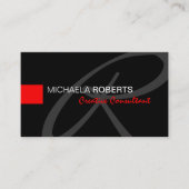 Zwart en Rood Creatief Consultant Elegant Monogram Visitekaartje (Voorkant)