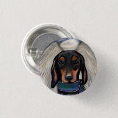 Zwart en rood dachshond ronde button 3,2 cm (Voorkant /achterkant)