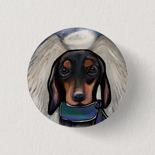 Zwart en rood dachshond ronde button 3,2 cm (Voorkant)