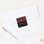 Zwart en rood Damask Gold Scroll Vierkante Sticker (Envelop)