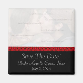 Zwart en Rood Damask Save The Date Magnet