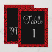 Zwart en rood Damask Tafelnummer Kaarten (Voorkant / Achterkant)
