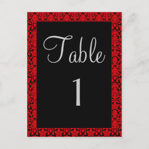 Zwart en rood Damask Tafelnummer Kaarten