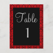 Zwart en rood Damask Tafelnummer Kaarten (Voorkant)