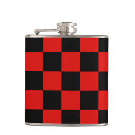 Zwart en rood dambord - Milaan Heupfles