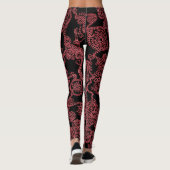 Zwart en rood dames schedel legging (Achterkant)