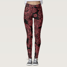 Zwart en rood dames schedel legging