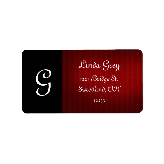 Zwart en Rood Dramatisch adreslabel Etiket (Voorkant)
