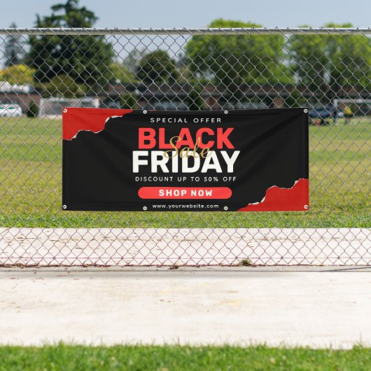 Zwart en rood eenvoudig Black Friday Sale-banner Spandoek (Insitu)