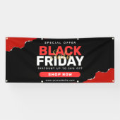 Zwart en rood eenvoudig Black Friday Sale-banner Spandoek (Horizontaal)