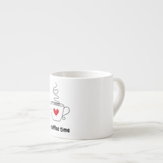 Zwart en Rood Eenvoudige Illustratie Koffietijd Mo Espresso Kop (Voorkant rechts)