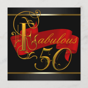 Zwart en rood Fabulous 50ste verjaardagsfeest Kaart