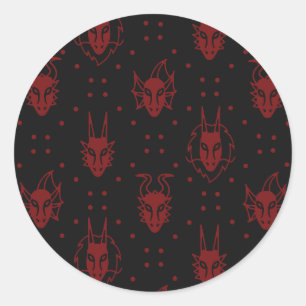 Zwart en rood Fantasy Dragon Diamond Pattern Ronde Sticker