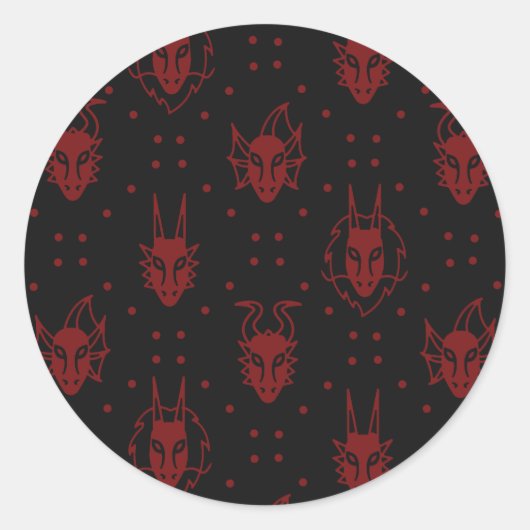 Zwart en rood Fantasy Dragon Diamond Pattern Ronde Sticker (Voorkant)