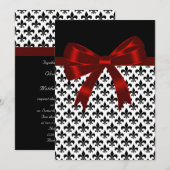 Zwart en rood Fleur De Lis bruiloft Kaart (Voorkant / Achterkant)