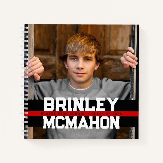 Zwart en Rood Foto Afstuderen Gastenboek Notitieboek (Voorkant)