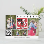 Zwart en rood Fotocollage Vrolijk en helder Feestdagenkaart (Staand voorkant)