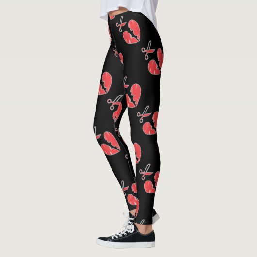 Zwart en rood gebroken hart leggings (Links)
