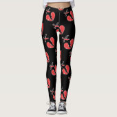 Zwart en rood gebroken hart leggings (Voorkant)
